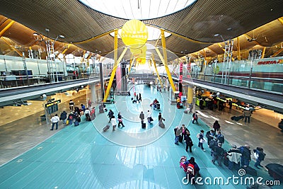 Passengers in Madrid Barajas Airport