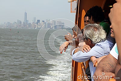 Passengers on Staten Island Ferry NYC