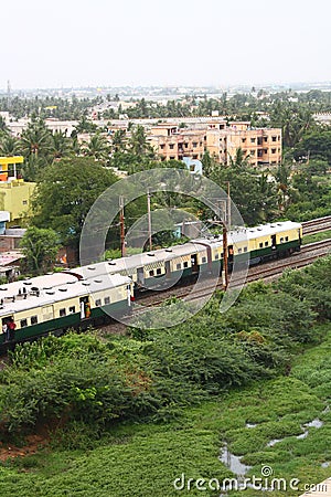 Passengers in two Train waiting for green signal