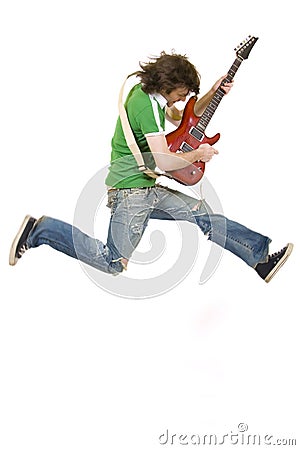 Passionate guitarist jumps