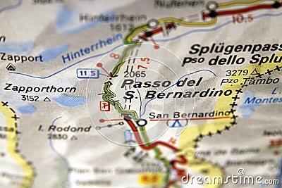 Passo del San Bernardino on the map, Italy