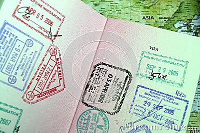 Passport with Asian Travel Stamps