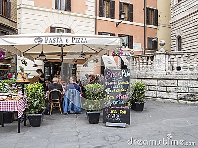 Pasta and pizza cafe in Rome