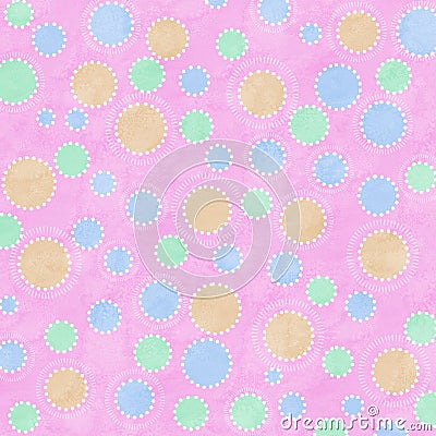 Pastel colored spots on pink background