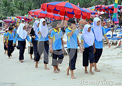 Patong, Thailand: Students on Beach