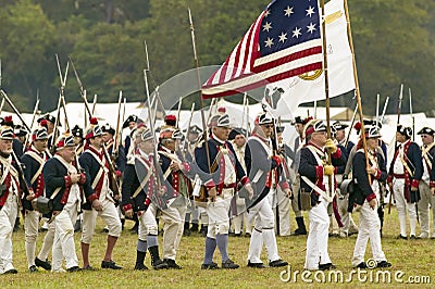 Patriot soldiers march to Surrender Field