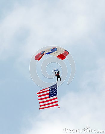 Patriotic flag and parachute