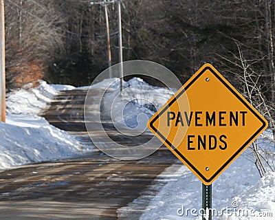 Pavement ends sign