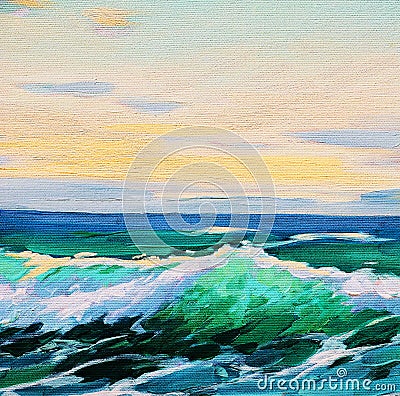 Paysage de mer, peinture, illustration