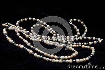 Pearl necklace isolated on black background