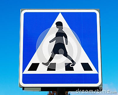 Pedestrian crossing sign in Sweden
