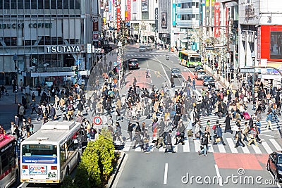 Pedestrians cross at Shibuya Tokyo