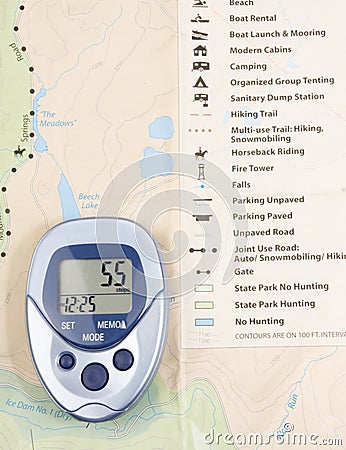 Pedometer Over Map