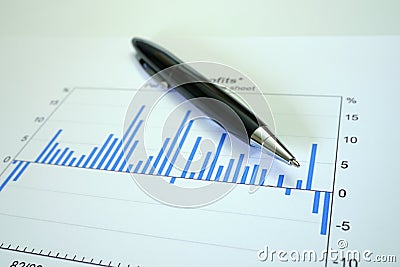 Pen and graph on financial graph