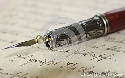 Pen holder on an old letter