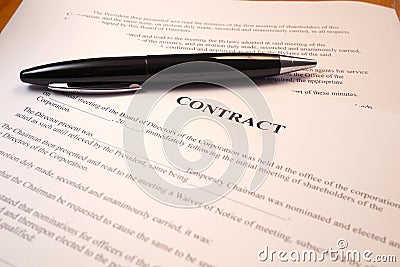 Pen on a legal contract