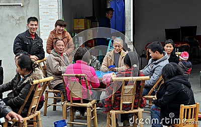 Pengzhou, China: Farm Families Playing Cards