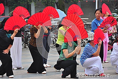 Pengzhou, China: People Performing Tai Chi