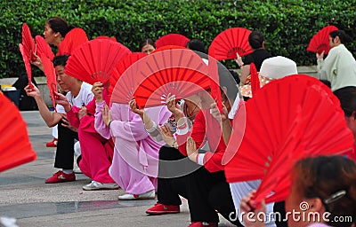 Pengzhou, China: People Performing Tai Chi