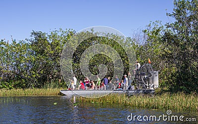 People on airboat in the Everglades,Florida