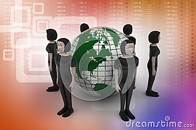 People around a globe representing social networking