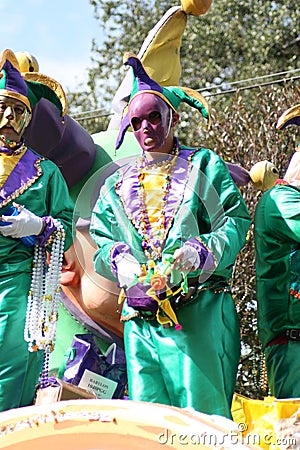 People celebrated crazily in Mardi Gras parade.