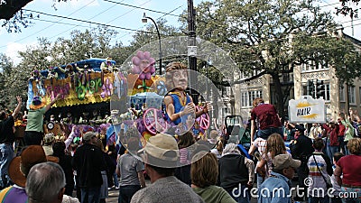 People celebrated crazily in Mardi Gras parade.
