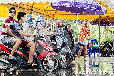 People celebrated Songkran Festival.