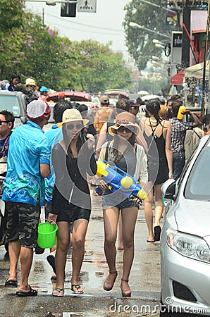 People celebrating Songkran