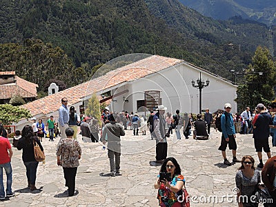 People in the church of the mountain of Monserrate.