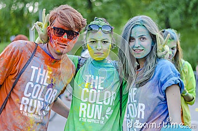 People with colored powder at Color Run Bucharest