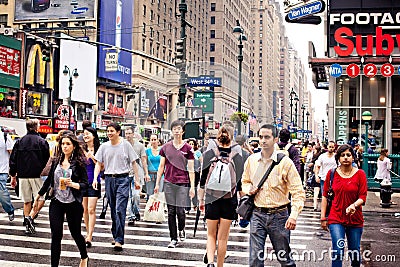 People crossing the street in New York