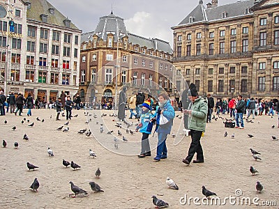 People on the Dam Square in Amsterdam . Netherlands