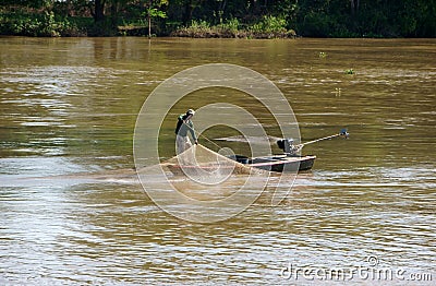 People do fishing on river