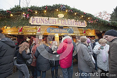 People Drinking at a Christmas Market