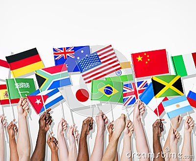 People holding flags of their country