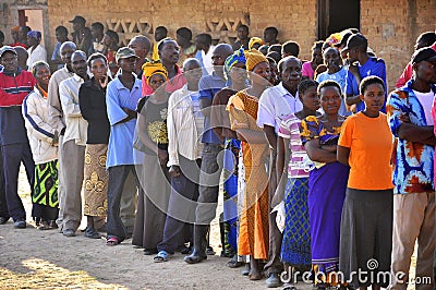 People in line at at polling station