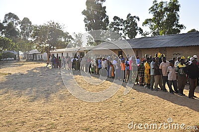People in line waiting to cast their vote
