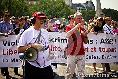 People marching during Gay Pride Paris 2010