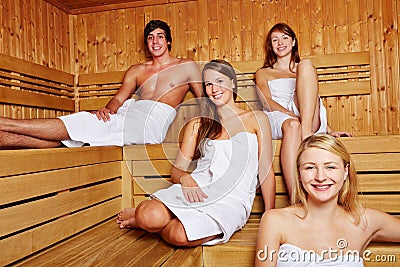 People in a mixed sauna