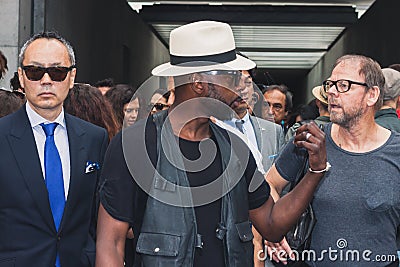 People outside Armani fashion shows building for Milan Men s Fashion Week 2014