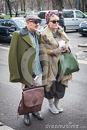 People outside the fashion shows buildings for Milan Women s Fashion Week 2014