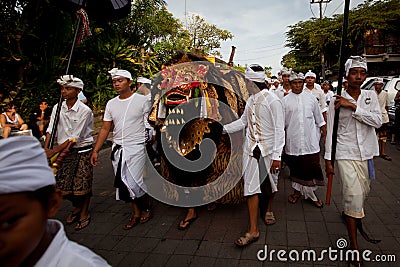 People is performed Melasti Ritual in Indonesia.