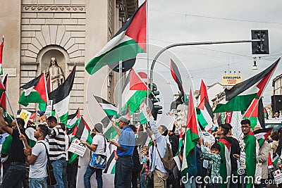 People protesting against Gaza strip bombing in Milan, Italy