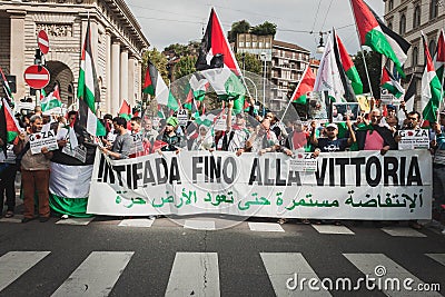 People protesting against Gaza strip bombing in Milan, Italy