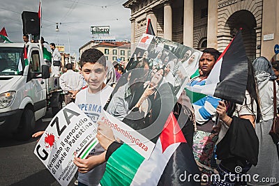 People protesting against Gaza strip bombing in Milan, Italy