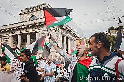 People protesting against Gaza strip bombing in Milan, Italy