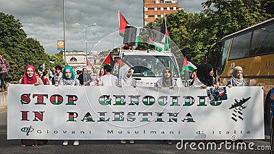 People protesting against Gaza strip bombing in Milan, Italy