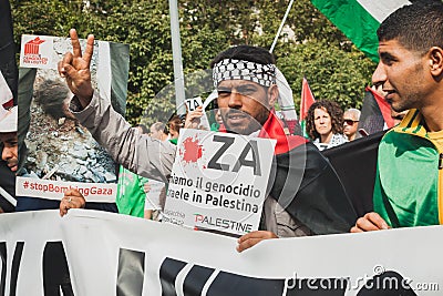 People protesting against Gaza strip bombing in Milan, Italy