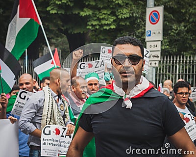 People protesting against Gaza strip bombing in Milan, Italy